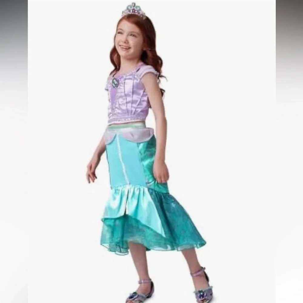 DISNEY Princess Ariel Mermaid Costume Sparkling Purple Green Dress girl